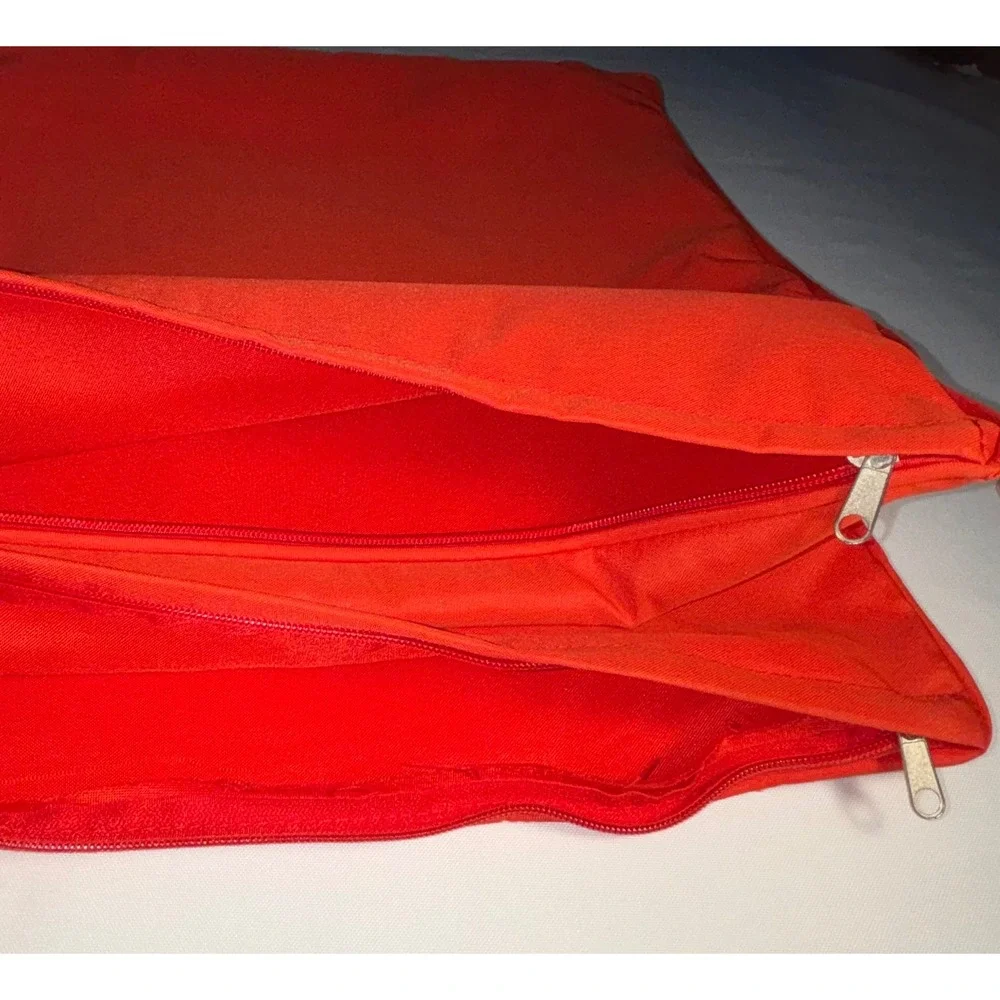 Set of 2 Orange Square Throw Pillow Covers Outdoor Indoor Zippered. 16